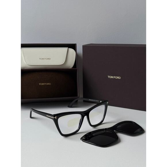 NEW Tom Ford FT5971-B Cat Eye Clip On Frames + Sunglasses - Picture 7 of 8